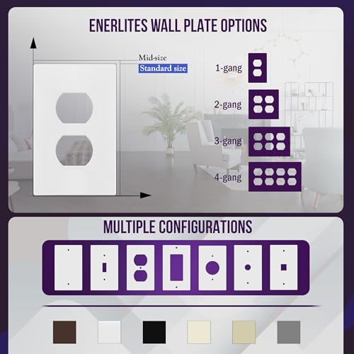 ENERLITES Screwless Duplex Wall Plate Covers, Child Safe Receptacle Outlet Covers, Size 1-Gang 4.68"x 2.93",Unbreakable Polycarbonate Thermoplastic,SI8821-W-10PCS,Glossy, White, 10 Pack - Image 5