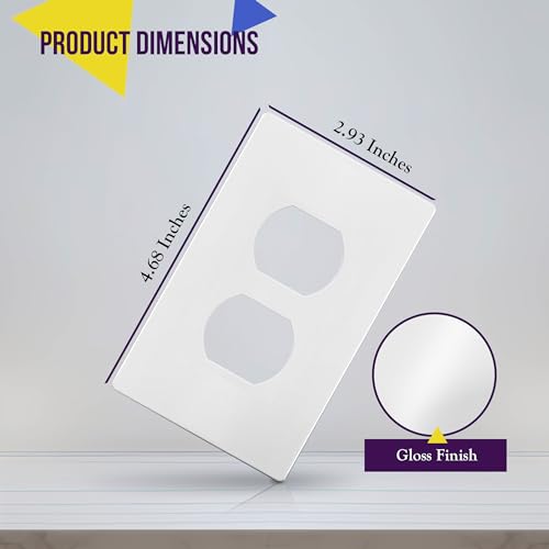 ENERLITES Screwless Duplex Wall Plate Covers, Child Safe Receptacle Outlet Covers, Size 1-Gang 4.68"x 2.93",Unbreakable Polycarbonate Thermoplastic,SI8821-W-10PCS,Glossy, White, 10 Pack - Image 2