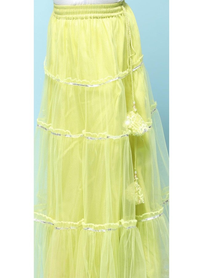 BIBA GIRL SOLID; EMBROIDRED SHORT_KURTA KID(KW5368_GREEN_9) - Image 3