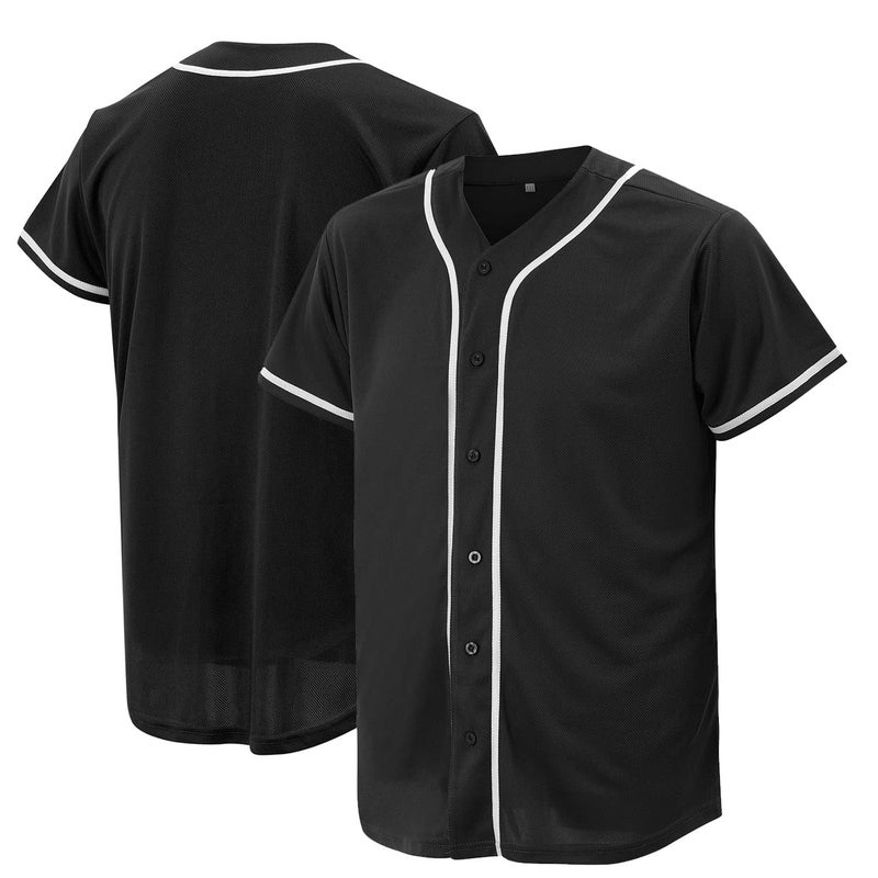 Atonmore Baseball Jersey for Men and Women, Baseball Shirts for Custom Button up Shirt,Hipster Hip Hop Sports Uniforms(Black,S) - Image 1