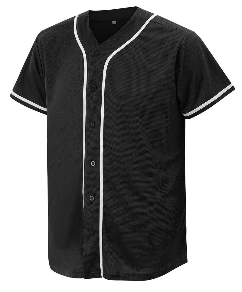 Atonmore Baseball Jersey for Men and Women, Baseball Shirts for Custom Button up Shirt,Hipster Hip Hop Sports Uniforms(Black,S) - Image 3