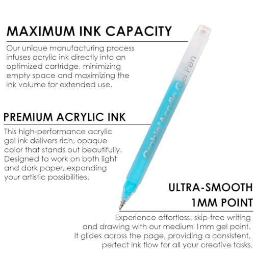 Grabie Coloring Kit, Acrylic Gel Pens Set with Coloring Book, 1.0mm Medium Tip Opaque Gel Pens for Adult Coloring Books, Drawing, Journaling, Planner, Art Supplies Gift Set of 12 Essential Colors - Image 2