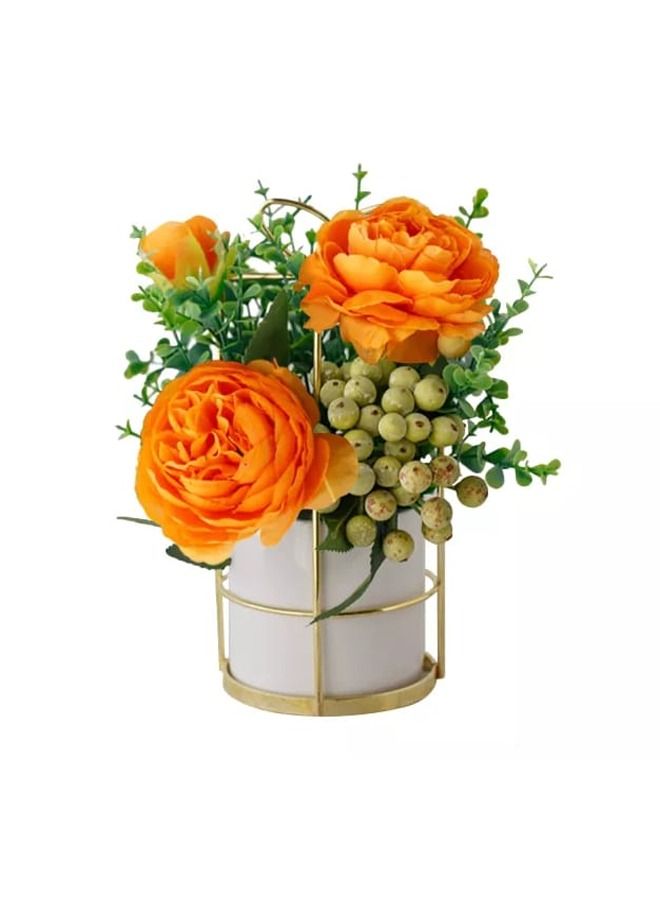 fashionhome Home Décor Nordic Simulation Flower Set Ceramic Golden Vase - Image 3