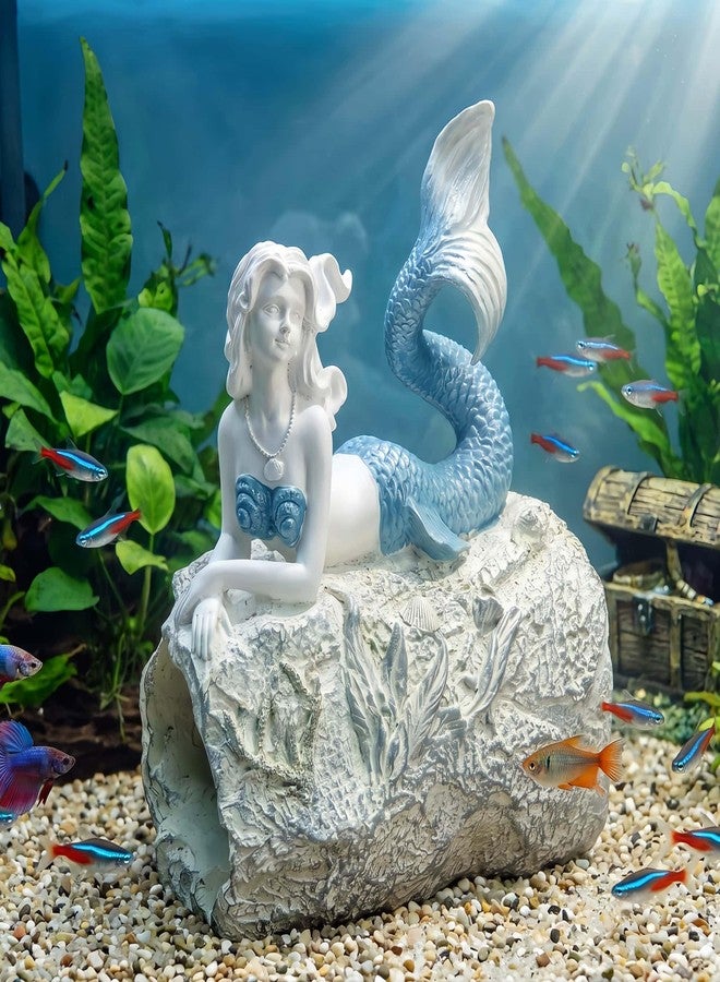 Euiroet Unique Mermaid Aquarium Decorations - Resin Fish Tank Décor Thematic Ornaments, Waterproof & Non-Toxic Mermaid Statue for Enchanting Aquarium Display, PerfectGift for Aquarium Lovers (Blue) - Image 5