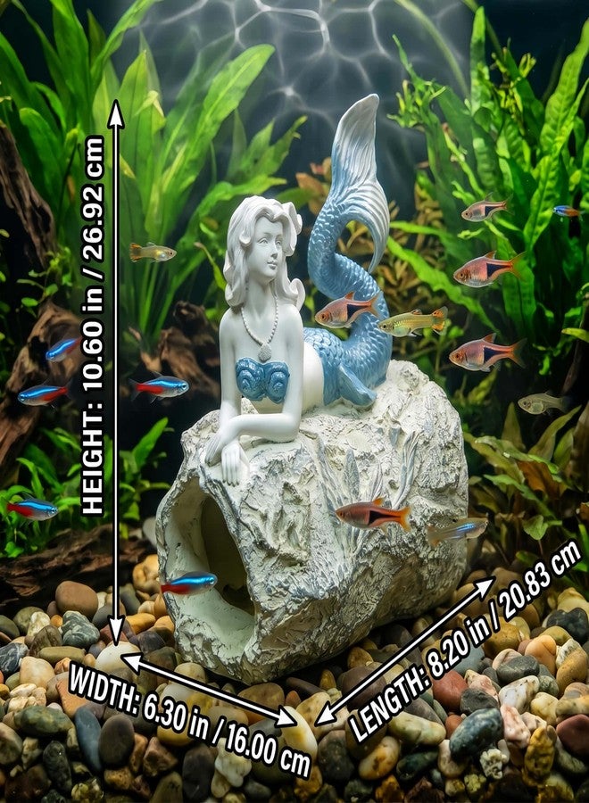 Euiroet Unique Mermaid Aquarium Decorations - Resin Fish Tank Décor Thematic Ornaments, Waterproof & Non-Toxic Mermaid Statue for Enchanting Aquarium Display, PerfectGift for Aquarium Lovers (Blue) - Image 4