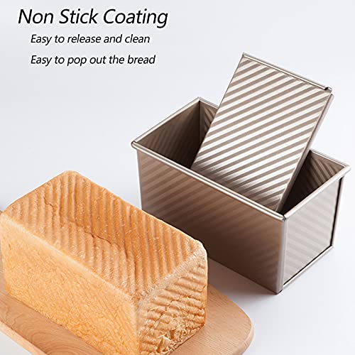 Spmarkt Pullman Loaf Pan with Lid, 1Pound Dough Capacity Rectangular Bread Pan, Non-Stick Long Bread Pans for Homemade Bread, 9x4inch Pullman Loaf Pan with Dough Scraper Cutter for Sandwich Bread - Image 4