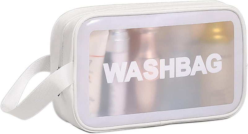 KHAMOSH TRADERS Portable Zipper Makeup Wash Bag Organizer Carry Pouch Bag,Travel Storage Washbag for Women and Girls (White) 10 x 10 x 5 cm - Image 1