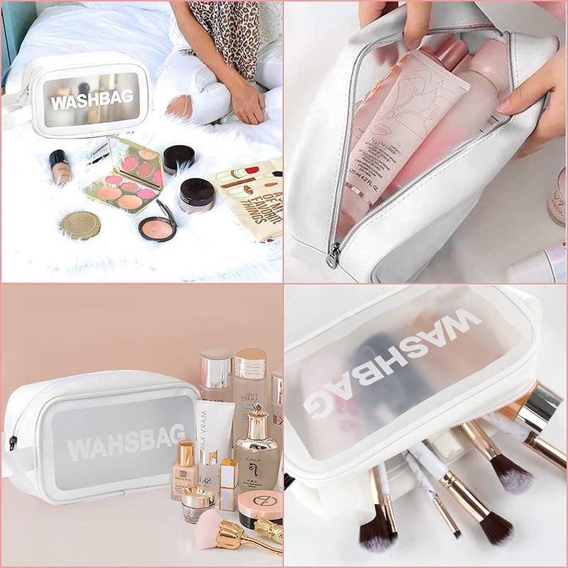 KHAMOSH TRADERS Portable Zipper Makeup Wash Bag Organizer Carry Pouch Bag,Travel Storage Washbag for Women and Girls (White) 10 x 10 x 5 cm - Image 4