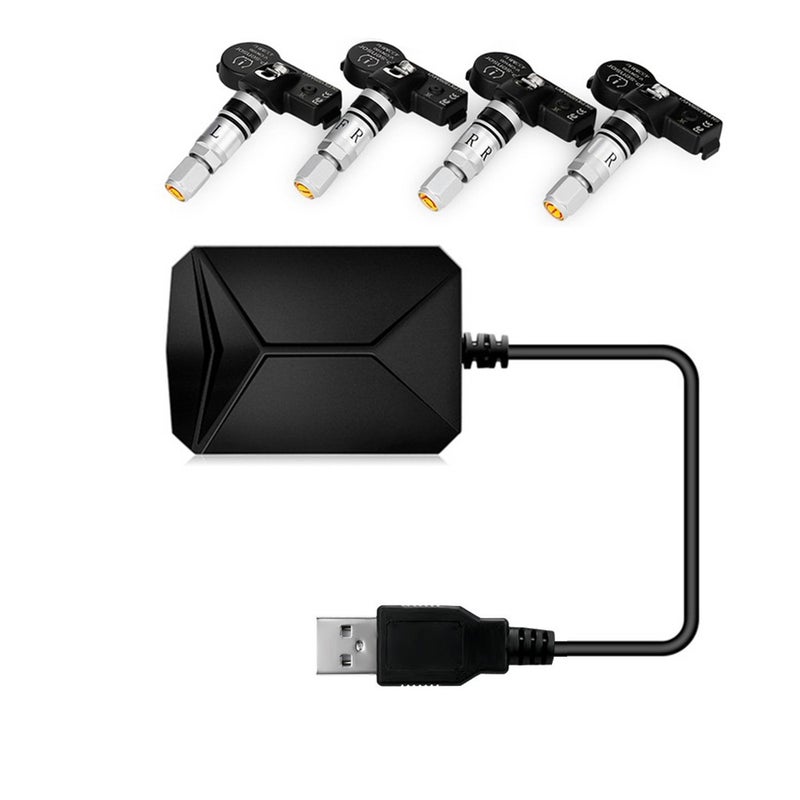 USB TPMS Tire Pressure Monitor for Android Navigation Tire Pressure Monitoring Alarm System Wireless Transmission with 4 Internal Sensors - Image 1