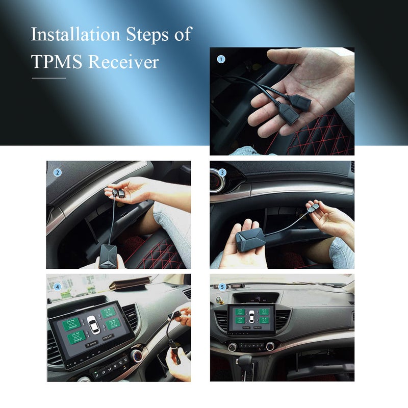 USB TPMS Tire Pressure Monitor for Android Navigation Tire Pressure Monitoring Alarm System Wireless Transmission with 4 Internal Sensors - Image 2