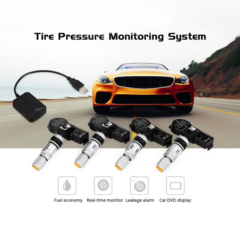 USB TPMS Tire Pressure Monitor for Android Navigation Tire Pressure Monitoring Alarm System Wireless Transmission with 4 Internal Sensors - Image 5