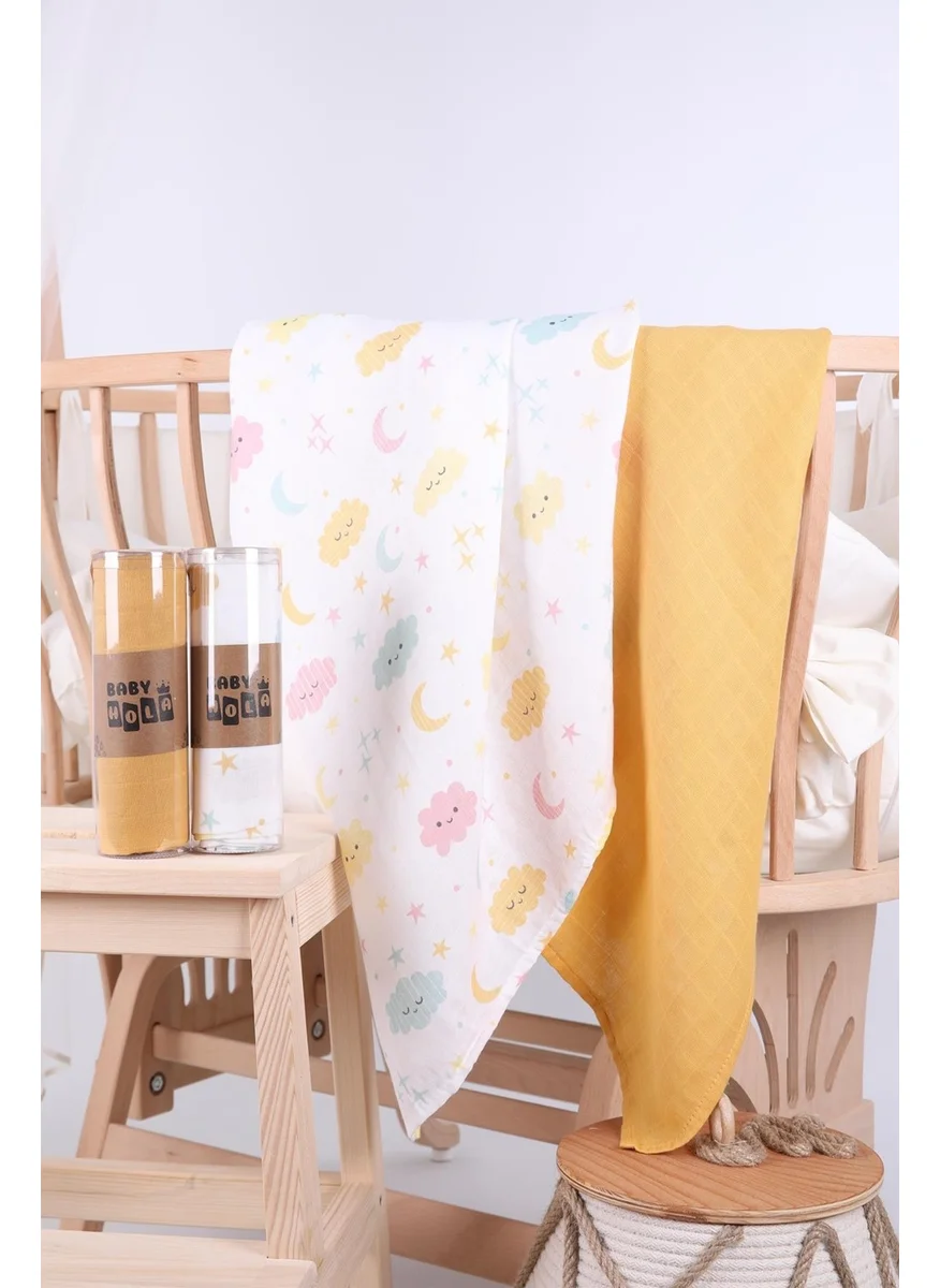 Baby Hola Babyhola 2-Piece Muslin Cover Set 80X80CM Boxed Organic Gift Breastfeeding Bottom Opening Newborn Stroller Cover
