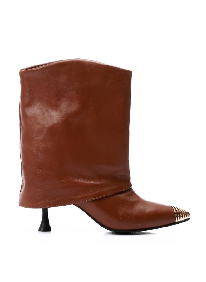 Mr.joe Mr Joe GENUINE LEATHER MID-HEEL ANKLE BOOTS WITH GOLDEN JEWELED ACCESSORIZE - Haven 3852 - Image 2