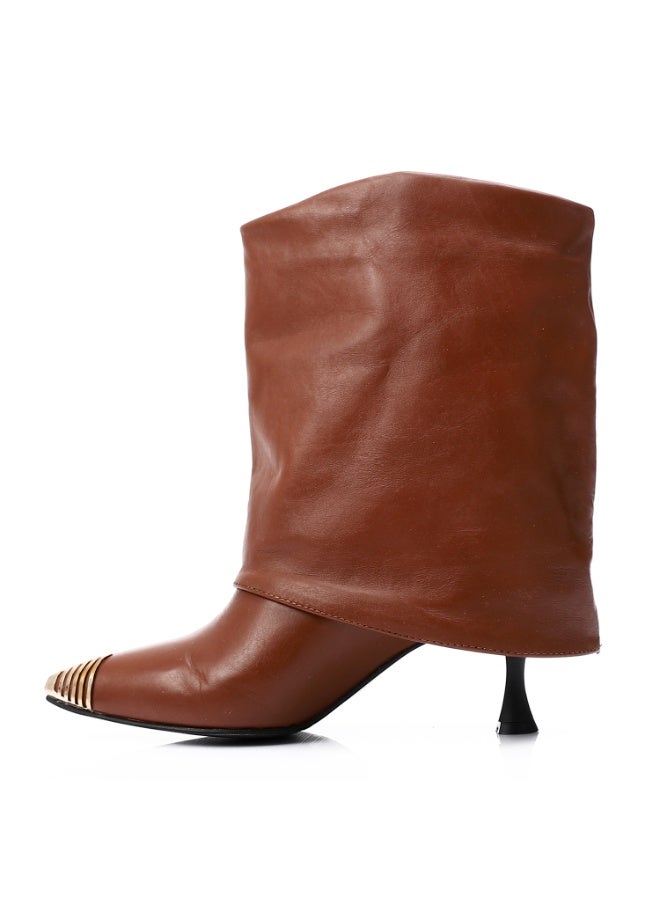 Mr.joe Mr Joe GENUINE LEATHER MID-HEEL ANKLE BOOTS WITH GOLDEN JEWELED ACCESSORIZE - Haven 3852 - Image 4