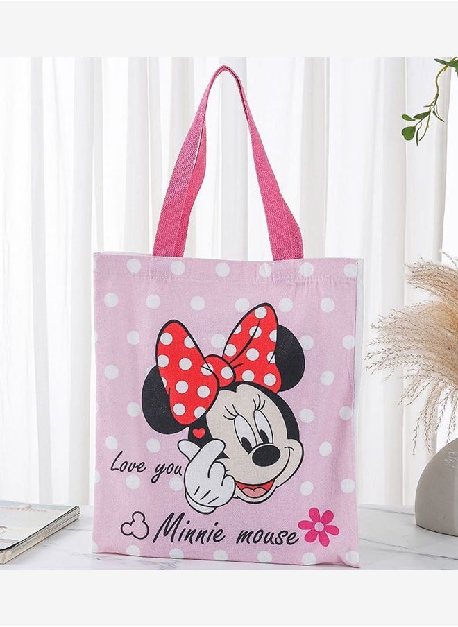 Generic Cartoon Mickey and Minnie double-sided pattern canvas tote bag, student class bag tote bag, reusable beautiful environmentally friendly bag, book shopping groceries cotton cute tote bag  - Image 2