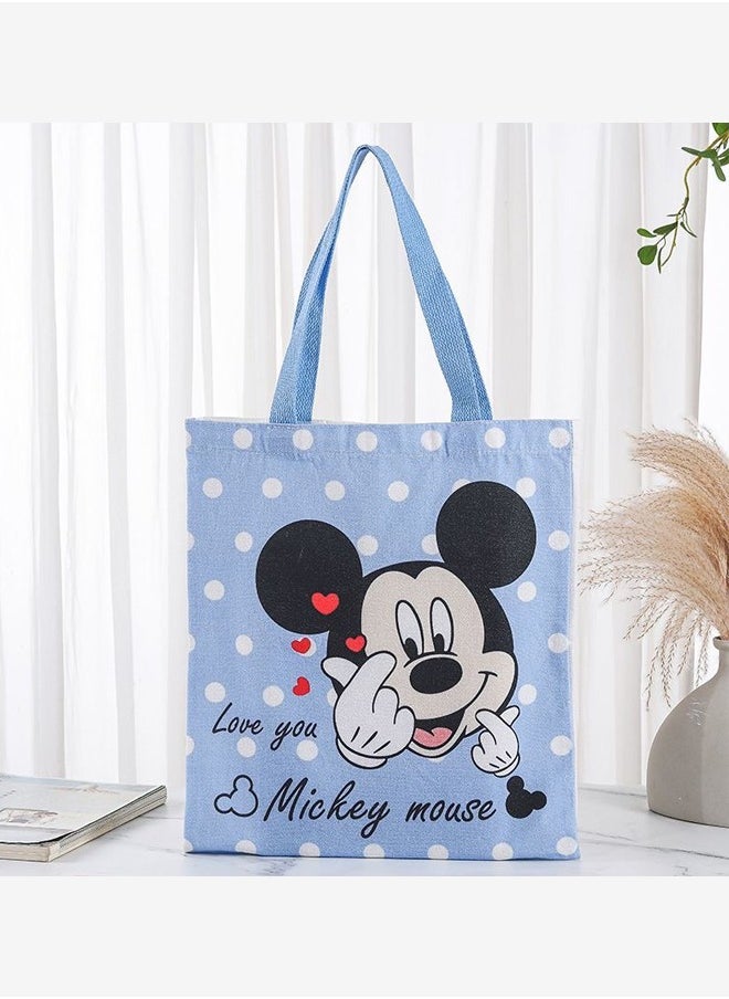 Generic Cartoon Mickey and Minnie double-sided pattern canvas tote bag, student class bag tote bag, reusable beautiful environmentally friendly bag, book shopping groceries cotton cute tote bag  - Image 3