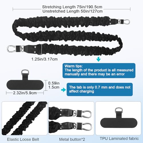 WENANA Cell Phone Lanyards Phone Strap Crossbody Compatible with Most Smart Phones for the lanyard for phone Badge and Keys 50 inch Black - Image 3