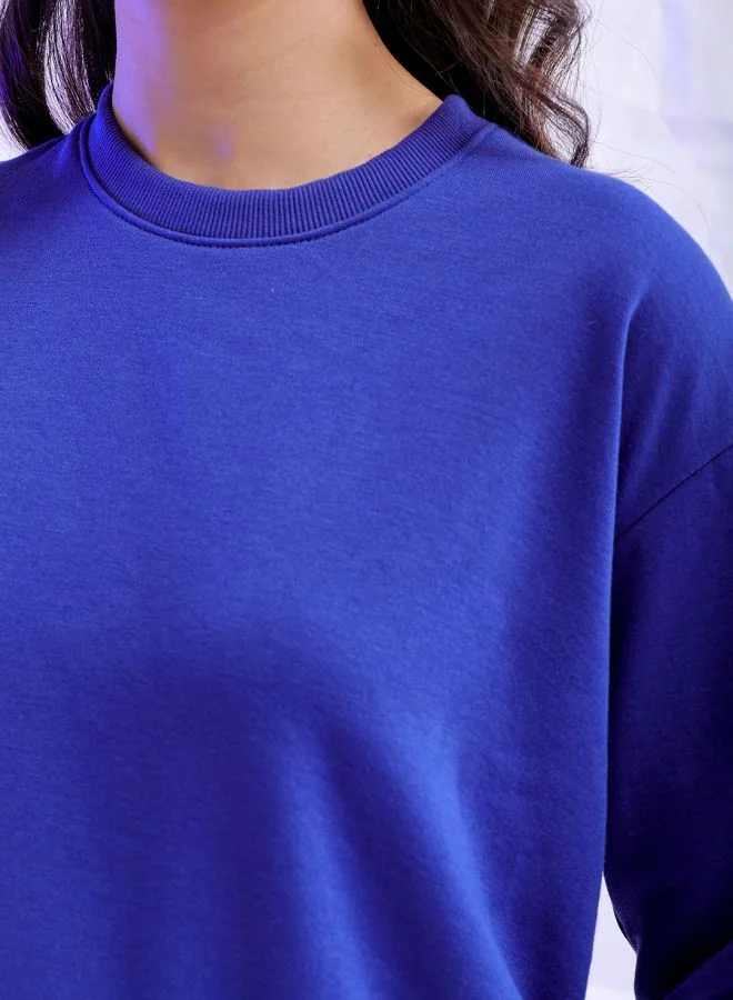Freehand Women Regular Fit Solid Overhead Crewneck Sweatshirt