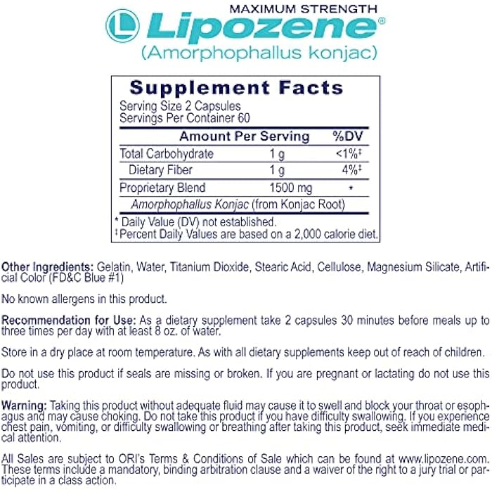 Lipozene MEGA Bottle - 120 Capsules, Making it Our Largest Size Available - Appetite Suppressant - Image 3