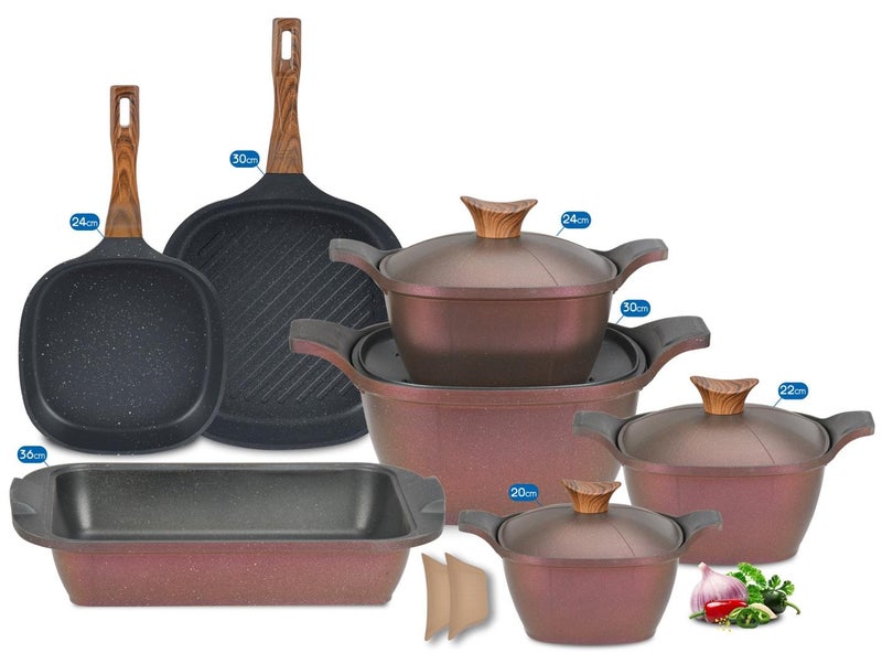 نيوكلين طقم جرانيت ديزاين كوري 11 ق مربع نيو كلاين ( 4 حلة + جريل +مقلايه + طاجن ) Neoklien - Royal