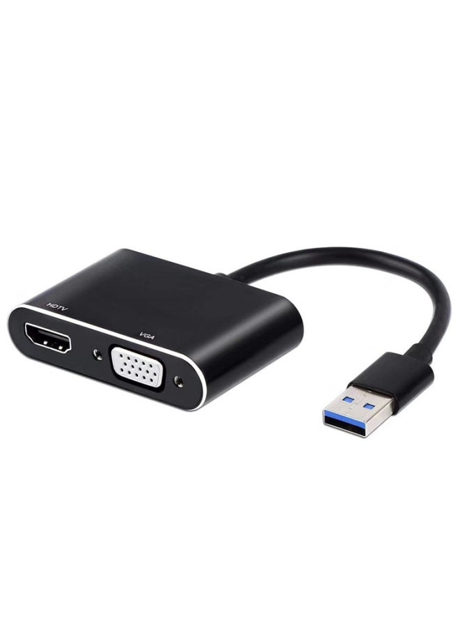 Drive-free Usb3.0 To Hdmi Vga 2-in -1 HD Converter Supports Copy Expansion Mode 1080p-Colour:Grey - Image 2
