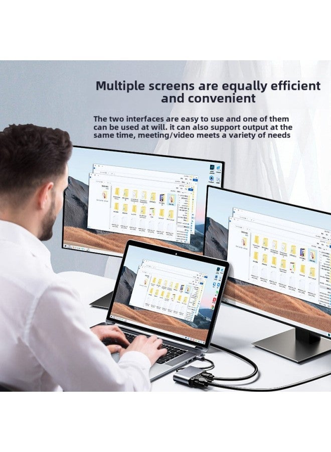 Drive-free Usb3.0 To Hdmi Vga 2-in -1 HD Converter Supports Copy Expansion Mode 1080p-Colour:Grey - Image 4