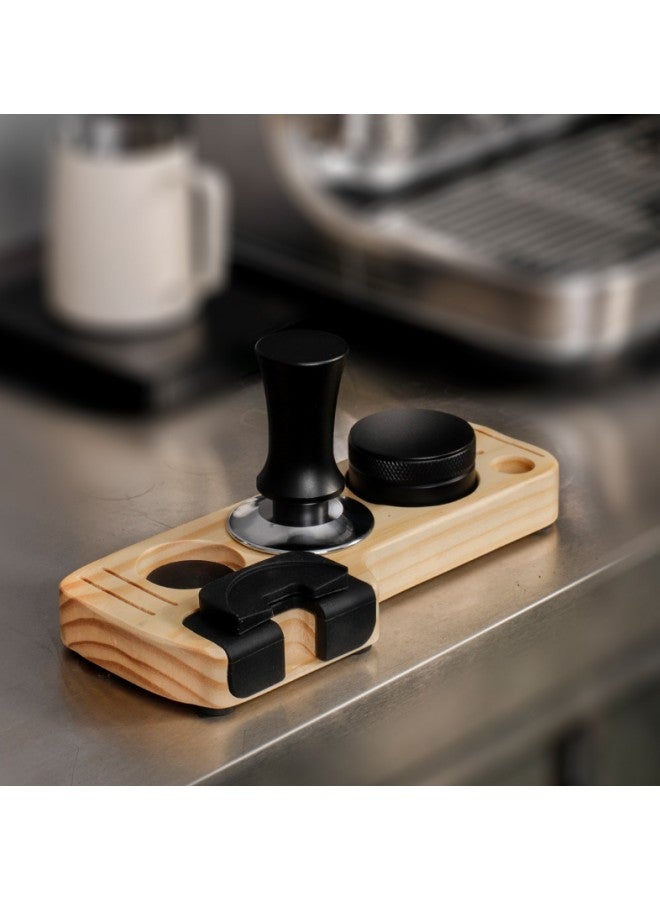 WAOKN Wooden Coffee Compactor Bracket,Multi functional Espresso Tamping Station - Wooden Coffee Tamper Station - Coffee Filter Tamper Holder Tamper - Space Saving - for Espresso Accessories (Pine Type)  - Image 4