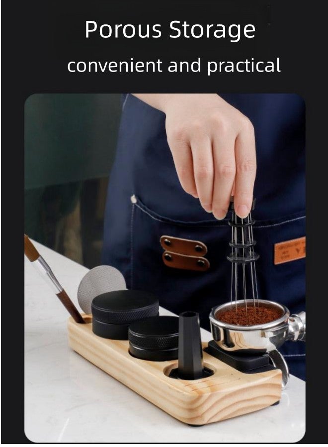 WAOKN Wooden Coffee Compactor Bracket,Multi functional Espresso Tamping Station - Wooden Coffee Tamper Station - Coffee Filter Tamper Holder Tamper - Space Saving - for Espresso Accessories (Pine Type)  - Image 2