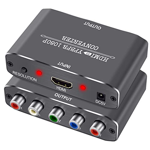 Musou HDMI to Component Video Converter, HDMI to Ypbpr Scaler + R/L Audio Output Converter Adapter Support 1080p for PS3,DVD(Aluminum) - Image 1