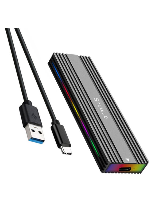 M.2 Solid State USB3.1NGFF  Nvme Dual Protocol Hard Disk Box Type-C RGB Aluminum Alloy Mobile Hard Disk Box-Color:SL-TP1102-L-CCA - Image 3