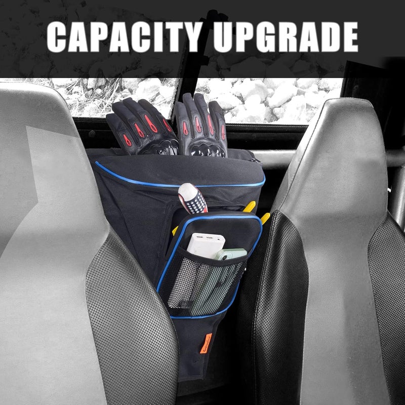 Sresk RZR Center Seat Storage Bag with Blue Piping - Image 3