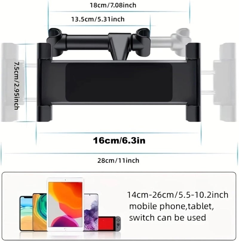 Car Tablet Holder, Headrest Mount Stand Cradle Compatible With Devices IPad Air Mini, Other 4.7-12.9" Cell(Q2-duan-hong) - Image 4