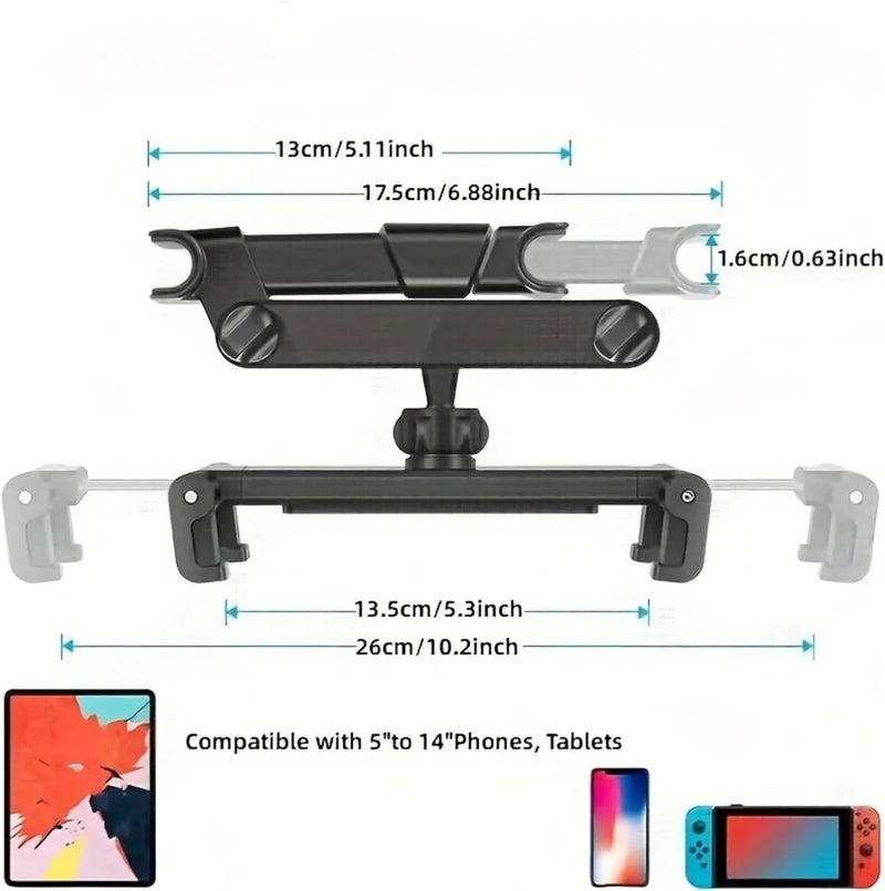 Car Tablet Holder, Headrest Mount Stand Cradle Compatible With Devices IPad Air Mini, Other 4.7-12.9" Cell(Q2-duan-hong) - Image 3