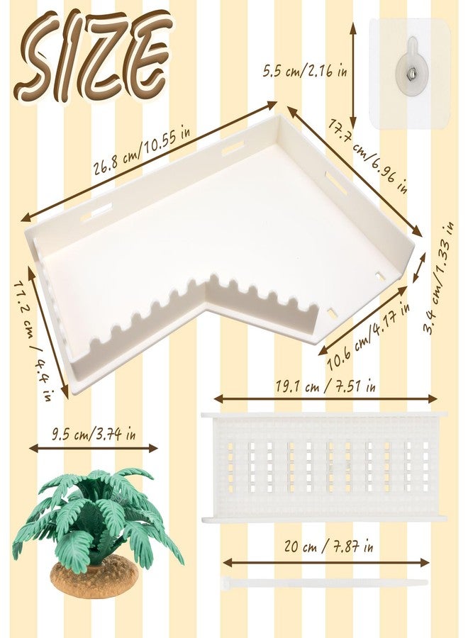 Niuohoy Hermit Crab L-Shaped Platform with Ladder Hermit Crab Climbing Toys, Habitat Tank Accessories, Reptile & Hamster Activity Platform (White) - Image 2