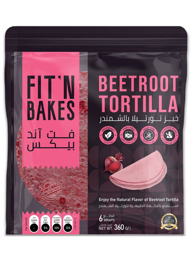 FIT 'N Bakes Beetroot Tortilla, 360g (Beetroot) - Image 1