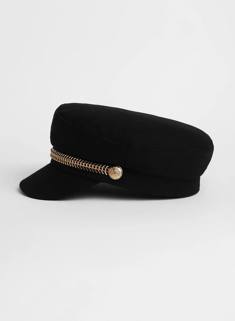 صوص هاوت Chain-Lined Breton Cap - Midnight Black