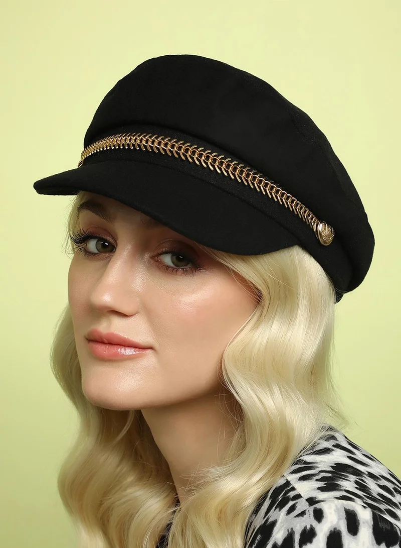 صوص هاوت Chain-Lined Breton Cap - Midnight Black