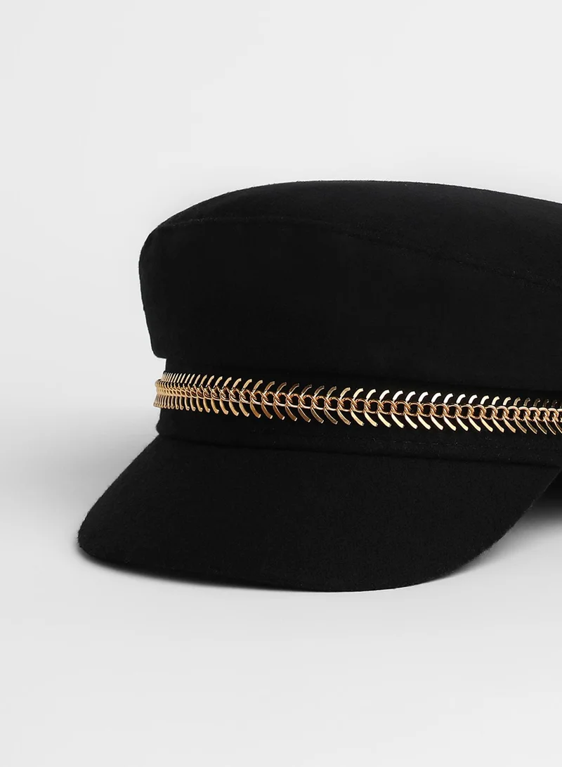 صوص هاوت Chain-Lined Breton Cap - Midnight Black