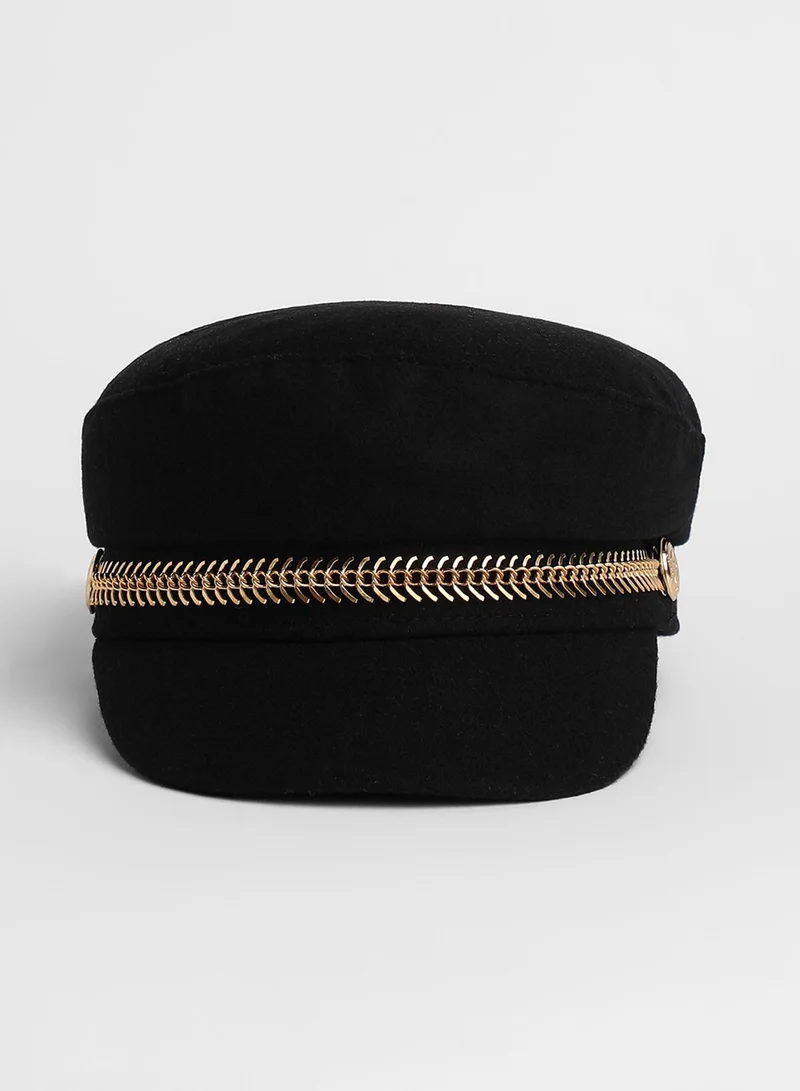 صوص هاوت Chain-Lined Breton Cap - Midnight Black