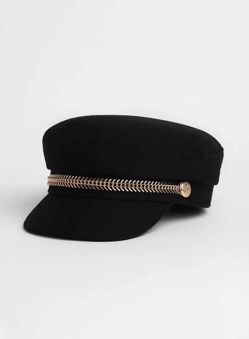 صوص هاوت Chain-Lined Breton Cap - Midnight Black