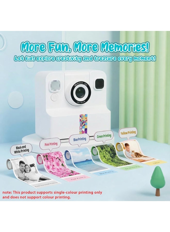 M.A&F's Single Colour Instant Print Camera for Kids with Flip Selfie, 1080P HD Kids Camera Toys with Print Paper, 32GB Card & Colored Pens, Birthday Gifts for Girls and Boys Age 3–12 Years Old - Image 4