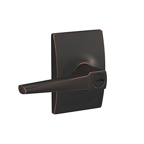 SCHLAGE F51A ELR 716 CEN Eller Lever with Century Trim Keyed Entry Lock Aged Bronze - Image 1