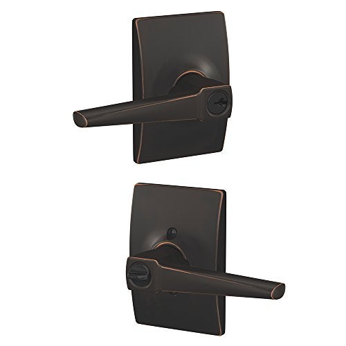 SCHLAGE F51A ELR 716 CEN Eller Lever with Century Trim Keyed Entry Lock Aged Bronze - Image 3