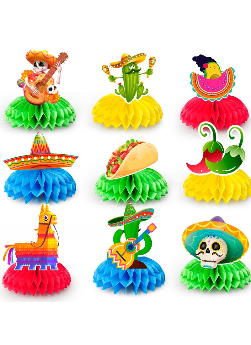 FRUITFUL PARTY Fiesta Honeycomb Table Centerpiece, 9pcs Mexican Fiesta Party Centerpieces Cinco de Mayo Table Decorations Mexican Centerpieces for Tables  - Image 1