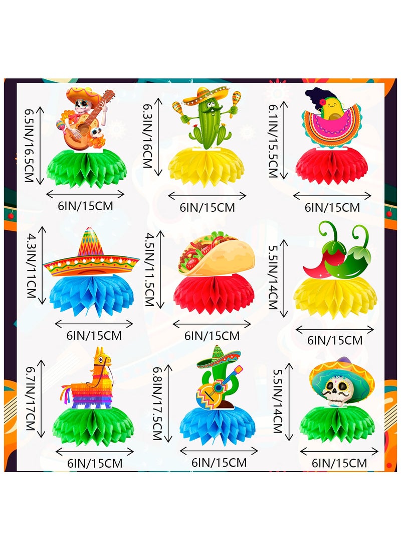 FRUITFUL PARTY Fiesta Honeycomb Table Centerpiece, 9pcs Mexican Fiesta Party Centerpieces Cinco de Mayo Table Decorations Mexican Centerpieces for Tables  - Image 2