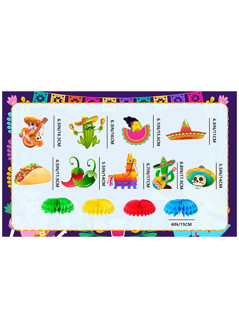 FRUITFUL PARTY Fiesta Honeycomb Table Centerpiece, 9pcs Mexican Fiesta Party Centerpieces Cinco de Mayo Table Decorations Mexican Centerpieces for Tables  - Image 3