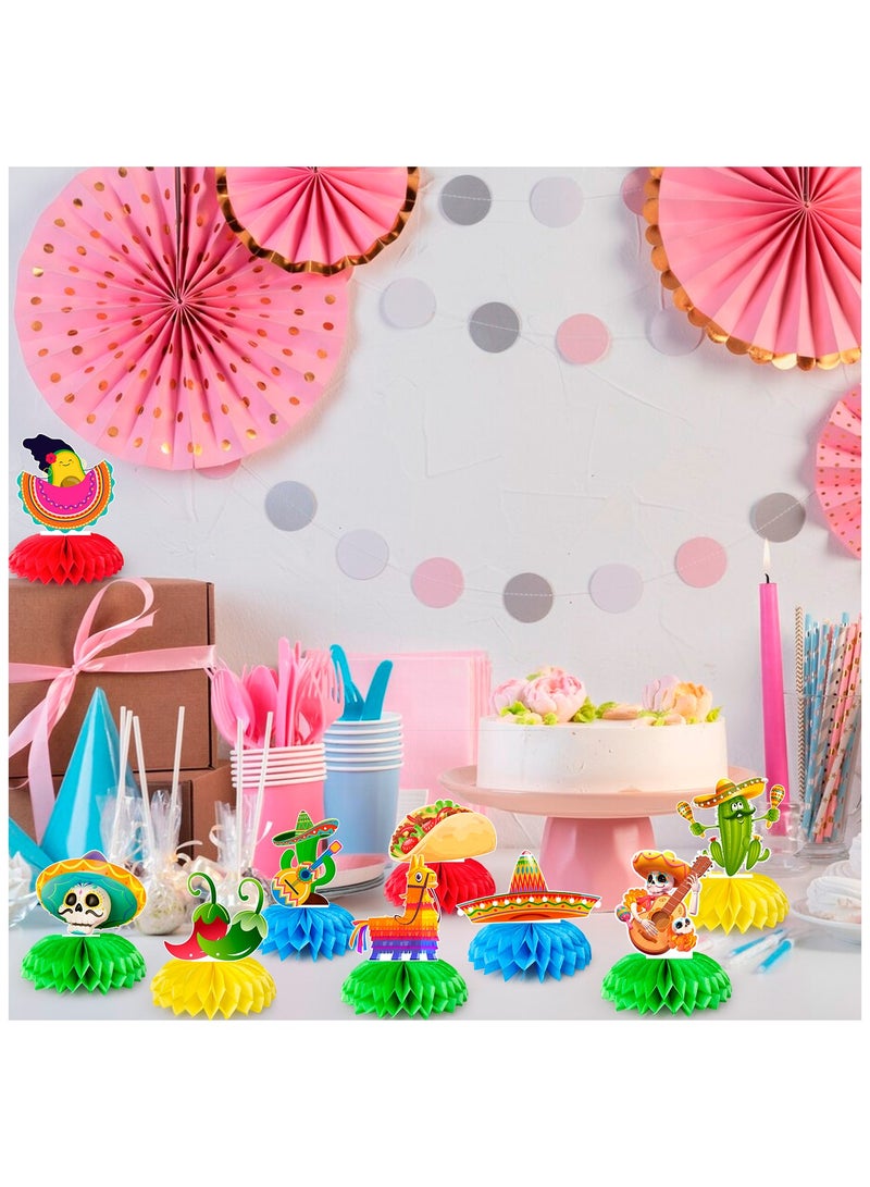 Fiesta Honeycomb Table Centerpiece, 9pcs Mexican Fiesta Party Centerpieces Cinco de Mayo Table Decorations Mexican Centerpieces for Tables