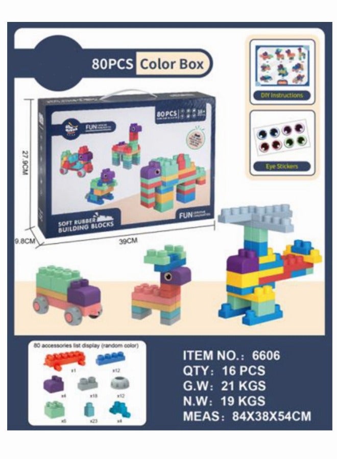 MIXDE 80-Piece Large Construction Block Toys For Toddler Safe Playing Learning Stacking Block - Image 1