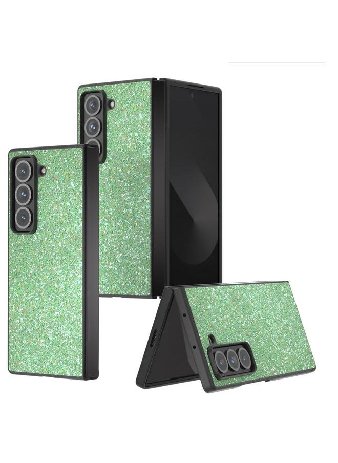 Zaboon For Samsung Galaxy Z Fold Special Black Frame Colorful Glitter Phone Case(Dark Green) 