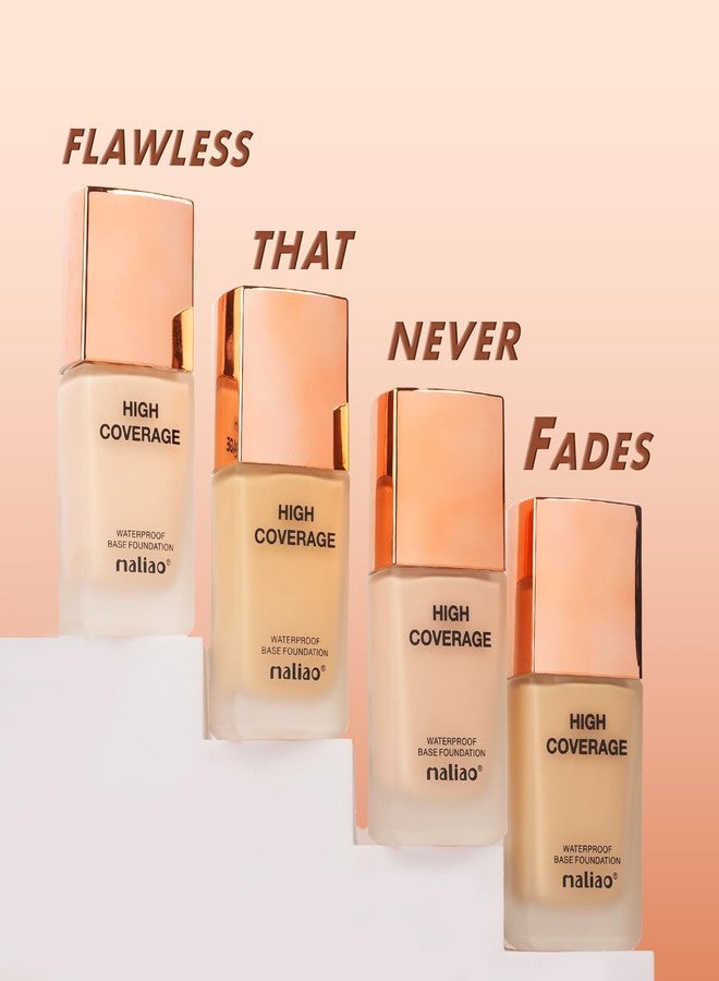 Maliao High Coverage Waterproof Base Foundation | Long-Lasting Full Coverage | Flawless All-Day Glam | Matte Finish | Sweat & Oil Resistant | Lightweight & Breathable Formula | Natural Beige, 40ml - Image 3